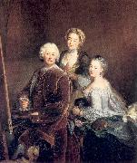 PESNE, Antoine The Artist at Work with his Two Daughters oil painting reproduction